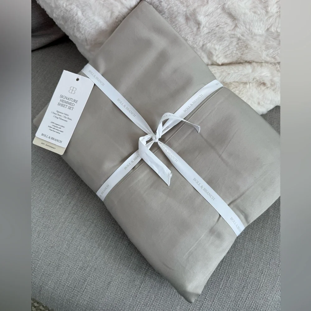 Boll & Branch NWT King Signature Hemmed Sheet Set Pewter Color🔥NO Offer Item🔥